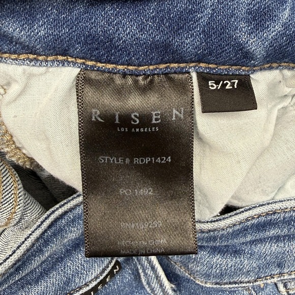 Risen Jeans Jeans Womens 5/27 Blue High Rise Distressed Button Fly Skinny Denim - Picture 12 of 14
